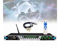 Efector mezclador de karaoke con Bluetooth, USB, fibra, entrada coaxial, procesador antiaullidos y 7 ritmos intermitentes para un rendimiento
