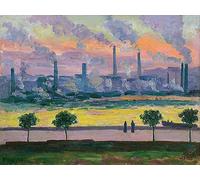 EfeMir Impresión de Imagen Lienzo Arte Imagen Famoso Altos Hornos en Bilbao por Dario De Regoyos para la decoración del hogar de la oficina 60x90cm