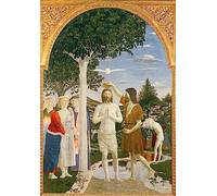 EfeMir Impresión de Imagen Lienzo Arte Imagen Famoso Bautismo de Cristo de Piero Della Francesca para la decoración del hogar de la oficina 60x90cm