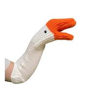 EFEMIR Manoplas De Ganso De Ganchillo, Guantes De Pato De Punto Cálido De Invierno, Regalo De Mordaza, Manoplas De Punto Novedosas Para Hombres Y Mujeres (White,Short)