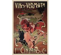 EfeMir Póster Retro Modernos Mural Fotos Pinturas famosas Vermut Cinzano de Adolfo Hohenstein para la decoración de la sala de estar 60x90cm
