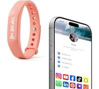 Effasaflink Pulsera digital inteligente para tarjetas de visita con NFC y código QR, pulsera para compartir redes sociales, toque para compartir perfil, compatible con iOS y Android (rosa)