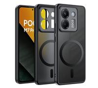 Effcotuo Funda Magnética para Xiaomi Poco M7 Pro 5G Case Compatible con MagSafe, Funda de Silicona Flexible + Acrílico Carcasa Respaldo Translúcida Mate Slim Antigolpes Cover (Negro)