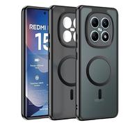 Effcotuo Funda Magnética para Xiaomi Redmi Note 15 5G/4G /Poco M8 5G Case Compatible con MagSafe, Funda de Silicona Flexible + Acrílico Carcasa Respaldo Translúcida Mate Slim Cover (Negro)