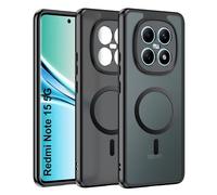 Effcotuo Funda Magnética para Xiaomi Redmi Note 15 5G/Poco M8 5G Case Compatible con MagSafe, Funda de Silicona Flexible + Acrílico Carcasa Respaldo Translúcida Mate Slim Cover (Negro)