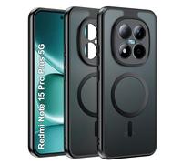 Effcotuo Funda Magnética para Xiaomi Redmi Note 15 Pro Plus/15 Pro+ /Poco M8 Pro 5G Case con MagSafe, Funda de Silicona Flexible + Acrílico Carcasa Respaldo Translúcida Mate Slim Cover (Negro)