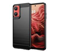 Effcotuo Funda para Motorola Moto G35 5G Cover Fibra de Carbono Carcasa Protectora Antigolpes, Suave TPU Silicona Caso Anti-Choques Case Cover - Negro