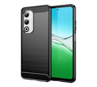 Effcotuo Funda para OPPO A5 4G/5G/OPPO A5m Cover Fibra de Carbono Carcasa Protectora Antigolpes, Suave TPU Silicona Caso Anti-Choques Case Cover - Negro