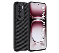 Effcotuo Funda para OPPO Reno 12 Pro 5G Cover Fibra de Carbono Carcasa Protectora Antigolpes, Suave TPU Silicona Caso Anti-Choques Case Cover - Negro