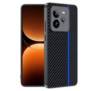 Effcotuo Funda para Realme GT 7 Pro 5G Cover Fibra de Carbono Carcasa Protectora Antigolpes, Suave TPU Silicona Caso Anti-Choques Case Cover - Negro