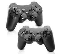 Effdrdfs 2pcs Wireless Controller for PS-3, Bluetooth Game Controller with 6-Axis/Dual Vibration/Rechargeable/360° Joysticks, Gaming Gamepad Joystick with Charging Cable for PS-3(Black)