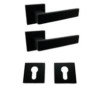 effedielle® Tirador para puerta completa interior y exterior, con muelle de retorno, disponible en varios modelos y colores, tornillos de fijación incluidos (negro mate, orificio cuadrado cilindro)