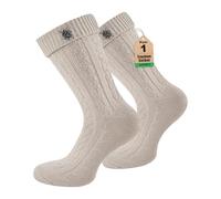 Effeet 1 par de calcetines cortos para traje regional para hombre y mujer con pin, medias perfectas para el Oktoberfest, Mezcla natural con pin de edelweiss extraíble, 39-42