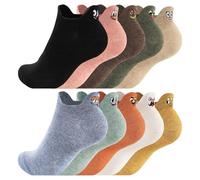Effeet Calcetines Tobilleros Divertidos para Mujer 10 Pares, Calcetines Cortos Deporte de Algodón Transpirables y Coloridos con Motivos Bordados 39-42 35-38, Ideas de Regalo para Mujer Mamá Amiga