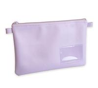 effektivo Bolsa de banco de colores con cremallera y ventana, piel sintética, color morado y rosa, adecuada para documentos de hasta DIN A5
