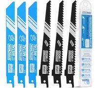 EffektWerk - Hojas de sierra recíproca para madera y metal - 6 piezas - 3 hojas de sierra de acero HCS para madera - 3 hojas de acero bimetálico para metal - 6/14/18/24 TPI (dientes por pulgada)