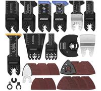 EffektWerk - Juego de 116 Hojas de Sierra y Kit de Lijado para Multiherramienta - Accesorios Oscilantes para Madera, Plástico, Metal - Adaptadores, Almohadillas de Lijado, Lijas