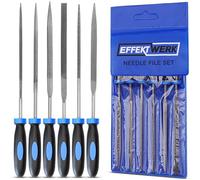 EffektWerk - Juego de limas de aguja - 6 piezas para madera, metal, plástico y joyería - 150x3mm - Pequeñas limas redonda, media caña, cuadrada, triangular, plana y plana puntiaguda