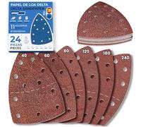 EffektWerk - Lijas Delta - Paquete de 24, 11 Agujeros - Almohadillas de Lijado Triangulares 105 x 152mm para Máquinas de Lijado Triangulares - Varios Tamaños de Grano (40, 60, 80, 120, 180, 240)