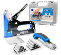 EffektWerk - Set de Grapadora 5 en 1 - Grapadora de Alta Resistencia + 1500 Grapas + Quitagrapas para Madera, Tela, Malla Metálica - Construcción, Manualidades, Tapicería