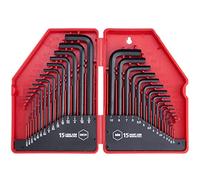 EFFICERE Juego de 30 llaves Allen hexagonales, surtido SAE y métrico, forma de L, acero al cromo vanadio, puntas precisas y biseladas, SAE 0,028-3/8 pulgadas, 0,7-10 mm, caja de almacenamiento