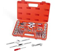 EFFICERE Juego de 40 piezas de grifos y troqueles de alta calidad, rosca de tornillo unificada SAE, tamaño #4 a 1/2 pulgada | Incluye roscas UNC gruesas, UNF finas y NPT | Kit de herramientas