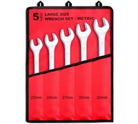 EFFICERE, Juego de llaves inglesas métricas combinadas de tamaño grande de 5 piezas, de 23, 24, 27, 30 y 32 mm, acero al cromo vanadio, patrón largo, 12 puntos, ideal para reparaciones de automóviles