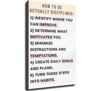 Efficiency Poster Self Discipline Guide How To Be Actually Disciplined Motivational Wall Art for Home Office Study Bedroom(Framed,12x18inch(30x45cm))