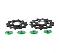 Efficient 12T+14T Jockeywheel Set, rodamientos de cerámica para desviador trasero para SRAM AXS, compatible con cadenas de 9, 10, 11 velocidades, mejora el rendimiento (verde)