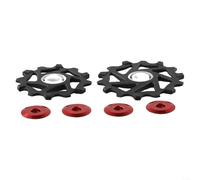 Efficient 12T+14T Jockeywheel Set, rodamientos de cerámica para desviador trasero para SRAM AXS, compatible con cadenas de 9, 10, 11 velocidades, mejora el rendimiento (rojo)