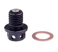 EffiFish 1 perno de drenaje de aceite de motor para motocicleta y ATV, aluminio billet magnético, alambre de seguridad preperforado con arandela (negro)