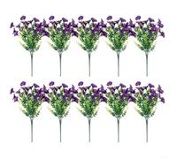 EffiFish 10 racimos de plantas sintéticas resistentes a la intemperie, gloria matutina artificial y flores de eucalipto, seda realista, decoración de jardín para interiores y exteriores (10 moradas y