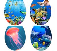 EffiFish 4 calcomanías de pared de tortuga de vida marina, calcomanías de PVC impermeables para azulejos de baño, decoración oceánica submarina extraíble, 32 x 29 cm