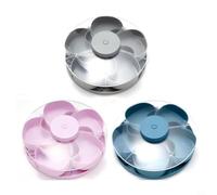 EffiFish Bandeja giratoria para aperitivos, con 5 compartimentos Lazy Susan, bandeja para servir verduras, frutas, patatas fritas y entretenimiento de fiesta (azul)