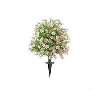 EffiFish Bola de topiario artificial para colgar al aire libre, alternativa a la planta, arbusto de plástico con estaca para jardín, camino de jardín, 60 cm, multicolor (rosa y blanco)