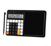 EffiFish Calculadora solar con tablero de escritura LCD, pantalla grande de 12 dígitos para notas de oficina y estudio de matemáticas de estudiantes, diseño ABS portátil (negro)