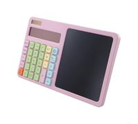 EffiFish Calculadora solar con tablero de escritura LCD, pantalla grande de 12 dígitos para notas de oficina y estudio de matemáticas de estudiantes, diseño ABS portátil (morado)