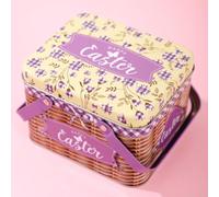EffiFish Cesta de metal de Pascua con asa, caja de almacenamiento de conejo colorido para decoraciones navideñas y organización de objetos pequeños, 14,5 x 7 cm (estilo B)