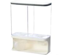 EffiFish Contenedor de almacenamiento de granos montado en la pared con tapa sellada, dispensador de cereales transparente para arroz, avena, frijoles, organizador de cocina (3000 ml)