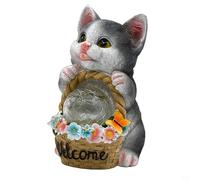 EffiFish Estatua solar para exteriores, gato sosteniendo orbe brillante para decoración de jardín, adorno de césped de resina resistente a la intemperie con luz nocturna cálida, para patio trasero y