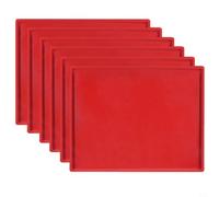 EffiFish Juego de 6 alfombrillas de silicona para hornear con borde elevado para secadora de alimentos Cosori y horno, reutilizable, tapete de secado para lavavajillas (rojo)