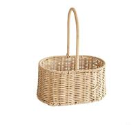 EffiFish Juego de cesta de Pascua de mimbre hecha a mano, cesta colorida de flores de vid con asa para caza de huevos de bricolaje, decoración de fiesta y diversión familiar (B)