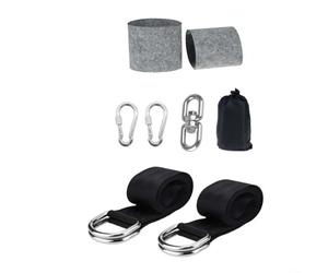 EffiFish Kit de correa para silla colgante al aire libre con anillo giratorio de 8 palabras, cuerda de poliéster resistente para columpio, 1,5 m negro fácil y rápido de usar (1,5 m negro + almohadilla