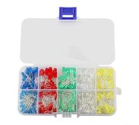 EffiFish Kit surtido de diodos LED de 3 mm, 5 mm, luz emisora multicolor de 3 V, rojo, verde, azul, amarillo, blanco para proyectos electrónicos de bricolaje