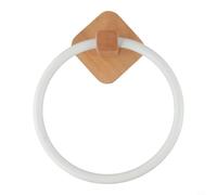 EffiFish Moderno toallero de madera montado en la pared, organizador de toallas de mano de baño con diseño redondo para cocina, dormitorio, habitación de invitados (blanco haya)