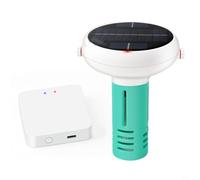 EffiFish Monitor digital inteligente de piscina Ph Orp Probador de calidad del agua con energía solar inalámbrico para piscina, para aplicación Tuya, blanco y verde claro (A)