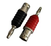 EffiFish Paquete de 2 BNC hembra a plátano dual de 4 mm, poste de unión de metal para fuente de alimentación de osciloscopio, pruebas de laboratorio, negro y rojo
