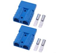 EffiFish Paquete de 2 conectores de alimentación de carretilla elevadora 50A 600V para bloque de terminales de batería para cables de batería, juego de contactos de cobre chapado en plata (azul)