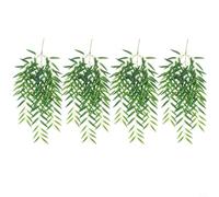 EffiFish Paquete de 4 hojas de sauce artificiales colgantes, ramas de sauce llorón falsas de 105 x 60 cm, para pared, hogar, jardín, oficina, decoración, tiras de ratán verde resistentes a los rayos