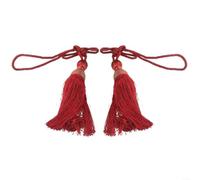 EffiFish Par de alzapaños de cortina con borla de bola grande, 71 cm, elegante cuerda con gancho para tratamiento de ventanas de oficina en casa, color plateado (rojo)